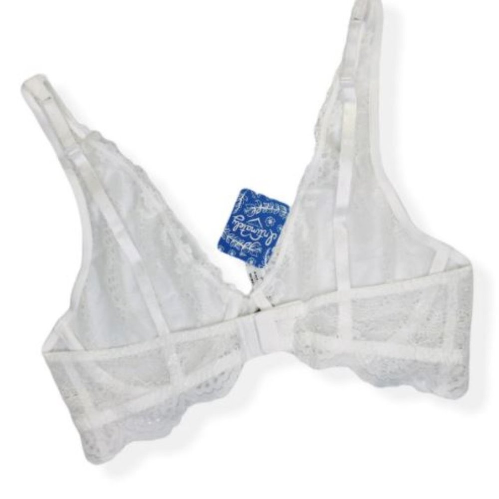Free People Bra 32D White Plunge Lace NWT - Picture 5 of 6
